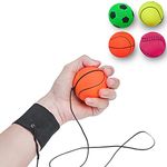 ZUYEE 2.36 Inch Wrist Return Ball Sports Wrist Balls On A String Rubber Rebound Bouncy Wristband Balls (Basketball, Baseball, Soccer) for Wrist Exercise or Play,Children Gift Party Favor Toy