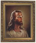 Christian Brand Inspirational Print The Head of Christ-Sallman, 13-Inch, Ornate Gold Frame