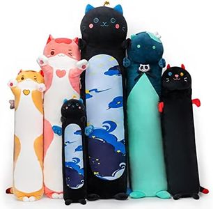 Mewaii Long Cat Plush Kawaii Body Pillow, 44” Cute Black Cat Stuffed Animals Soft Plushies, Blue Star Kitten Big Plush Toys Throw Pillow Doll