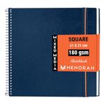 MENORAH Paper - Artist Sketchbook - Square -180Gsm - Drawing Sketch Book - 100 Pages/50 Sheets - Hard Metal Spiral Bound Drawing Book - Royal Blue - Size (21.0 X 21.0 Cm) Big- Art Book, Oil Paint