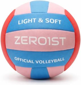 ZERO1ST Soft Volleyball for Kids Youth Beginners Super Soft Silent Fabric Volleyballs for Indoor Practice Safe and Light Perfect for House Yard Training Practice Games(Deflated,Size 5) (Pink/Blue)