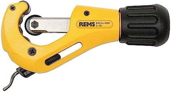REMS RAS Cu-INOX (mit Teleskopspindel, mit 4 spezialgehärteten Gegendruckrollen, ergonomischer Drehgriff, einfacher Schneidradwechsel, Rohrabschneider) 113350 R