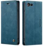 QLTYPRI Case for iPhone 6 Plus 6S Plus, Vintage PU Leather Wallet Case Card Slot Kickstand Magnetic Closure Shockproof Flip Folio Case Cover for iPhone 6 Plus 6S Plus - Blue