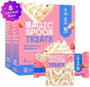 MAGIC SPOON Treats - High Protein, Low Carb, Keto Friendly, 1g of Sugar, Gluten Free, Crispy Treat Cereal Bar, On-The-Go Healthy Snack (Strawberry Milkshake, 8 Bars)