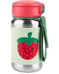 Skip Hop Toddler Sippy Cup with Straw, Sparks Stainless Steel Straw Bottle, Strawberry