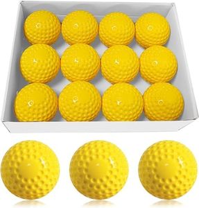 Forcebucket Baseballs 12 Pack Yellow Dimpled Baseballs, 9-Inch Pitching Machine Baseballs for Hand-Eye Coordination, Hitting and Fielding Practice