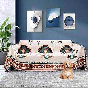 VIEWAN Couch Throw Cover-Sofa Blanket-Soft & Reversible Decorative Cotton Slipcover-Cozy Boho Furniture Protector for Pets Oversize (71 x 150 inches, XX-Large)