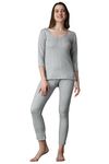 Wearslim® Women’s Cotton Quilted Winter Lightweight Thermal Underwear for Women Long Johns Set with Fleece Lined Soft Warmer Color - Grey (Size - Small)