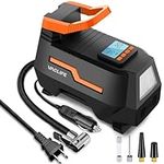 VacLife AC/DC 2-in-1 Tire Inflator - Portable Air Compressor, Air Pump for Car Tires (up to 50 PSI), Electric Bike Pump (up to 150 PSI) w/Auto Shut-Off Function, Model: ATJ-1666, Orange (VL708)