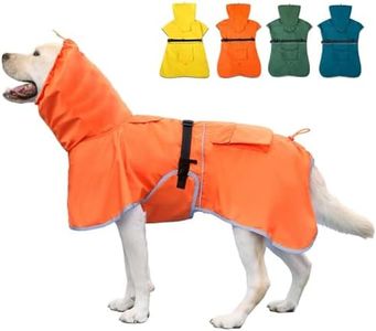 KOOGAL Reflective Dog Raincoat Waterproof Adjustable Dog Hooded Poncho Raincoat for Medium Large Dogs, Lightweight Pet Rain Jacket(Orange, 7XL)