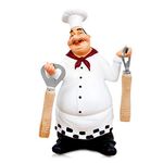 SMANTA French Chef Decorative Statues - Resin Home Decoration with Beer Opener for Gourmet Kitchen Decorations & Collectible Housewarming Gifts