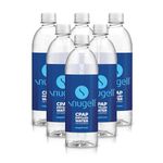 Distilled Water for CPAP Machines by Snugell (6-Pack, 20 oz) – Up to 12 Days Supply – for ResMed and Respironics Machines - Compact, Travel-Friendly, Clean and Multi-Use – Made in USA