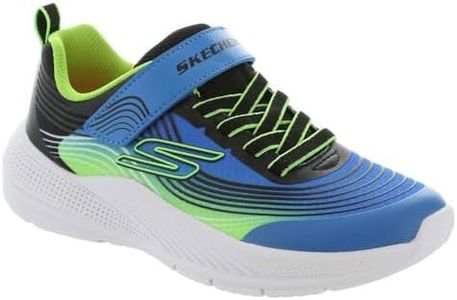 Skechers Boy's Microspec Advance Sneaker, Blue/Lime, 8 Toddler