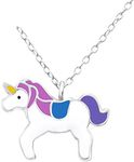 Laimons Kids Children's Pendant with Chain Unicorn Pink, Purple, Blue, Yellow, White 925 Sterling Silver, Sterling Silver, No Gemstone