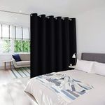 NICETOWN Privacy Room Divider Curtain - Hide Clutter Separate Functions Grommet Top Room Divider Curtain Panel for Bedroom(8ft Tall x 10ft Wide,Black)