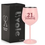 Livole 21st Birthday Gifts for her, Women, Daughter, 21 & Fabulous, Wine Glass Gifts for Her, Anniversary, Party Decoration, Best Friend 21st Birthday Presents, 18oz 550ml Unbreakable Wine Glasses