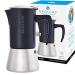 GROSCHE Milano Steel 10 Espresso Cup Stainless Steel Stovetop Espresso Maker Moka Pot - Cuban Coffee Maker Italian Espresso Greca Coffee Maker for Induction Gas or Electric stoves