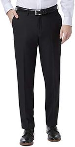 Haggar Men's Premium Comfort Dress Slim Fit Flat Front Pant, Black, 38W x 30L