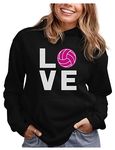 Tstars Love Volleyball Gifts Hoodies for Teen Girls Women Fans Sweatshirts Hoodie Medium Black