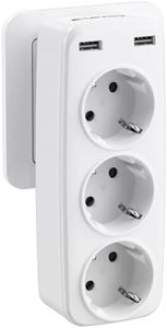 LENCENT Ladron Enchufes USB, Enchufe Multiples 4000W, Enchufe USB de Pared con 3 Clavija Schuko y 2 USB Puertos, Adaptador Enchufe Portátil con USB, Perfecto para Familia, Oficina, Cocina
