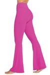 Sunzel Flare Leggings, Crossover Yoga Pants with Tummy Control, High Waisted and Wide Leg, No Front Seam Hot Pink Large 30" Inseam