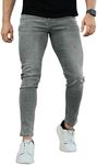 GINGTTO Super Skinny Jeans Men Stretch Slim Fit Men's Denim Jeans Grey 28W30L
