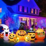 Quorium Halloween Inflatables Pumpink for Kid: 7pcs Outdoor Holiday Yard Decoration - Inflatable Ornaments Cartoon Ghost - Inflatables with Build-in LED for Halloween Party Indoor, Outdoor Decorations