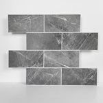 COLAMO Luxury 10 Sheet Dark Gray Peel and Stick Large Subway Tile Faux Stone Tile Marble Tile for Kitchen Backsplash,RV Self Stick On Accent Wall Tile,12”x12” Adhesive Mosaic Tiles for Bathroom Wall