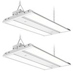 Mutois 150W LED High Bay Shop Lights, 120-277V 23000LM(150LM/W) 1-10V Dimmable 5000K Daylight, Linear Hanging Light for Garage Warehouse Area Workshop, 5 Years Warranty, 2 Pack