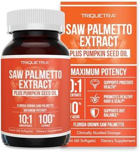 Saw Palmetto Extract – 10X Potency, Pharmaceutical Grade Strength - Plus Pumpkin Seed Oil - Supports Prostate Health, Relieves Urination Issues, Supports Hair Growth, DHT Blocker – 60 Softgels