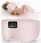 Sleep Mask with Bluetooth Headphones, 100% Blackout Silk Eye Mask, Headphones for Men and Women, Soft Sleep Headphones, Bluetooth Eye Mask for Sleeping, Travel (Pink)