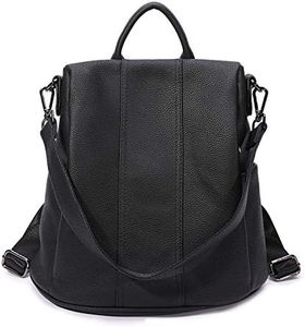 Women Backpack purse girls Anti-theft rucksack Faux Leather shoulder bag for ladies (black) …