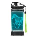 Horse Water Bottle, Horse Themed Light Up Sport Cup with 3D Glowing LED Horse Light – 14 OZ Tritan BPA Free - Creative Ideal Travel Cup Gift for Kids Girls Boys School Holiday Camping Xmas Holidays