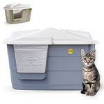 CAT CENTRE Grey Large Cat Hooded Litter Tray Box or Cat House Spacious Adult Cats Kittens Covered Toilet Enclosed Pan Loo Flap Door Lidded Detachable Hood Easy Cleaning