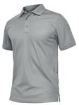 TACVASEN Mens Polo Shirts Tactical Golf Shirt Lightweight Quick-Dry Military Airsoft Short Sleeve Polos Light Grey XL