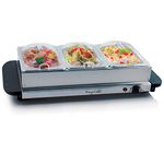 MegaChef Buffet Server & Food Warmer with 3 Removable Sectional Trays, Heated Warming Tray and Removable Tray Frame