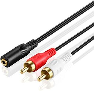 OBVIS 3.5mm to RCA Stereo Audio Cable Adapter - 3.5mm Female to Stereo RCA Male Bi-Directional AUX Auxiliary Male Headphone Jack Plug Y Splitter to Left/Right 2RCA Male Connector Plug Wire Cord