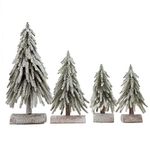 VGIA 4pcs Mini Christmas Trees Separate Spray Snow Christmas Trees with Wooden Bases