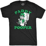 Mens Paddy Pooper T Shirt Funny St Pattys Day Party Toilet Joke Tee For Guys (Heather Black - Paddy Pooper) - XL