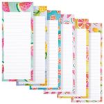 Juvale Best Paper Greetings Magnetic Notepads (6-Pack) - Magnetic Notepads for Grocery Lists, Note Taking - 6 Colourful Fruit Designs - 8.9 x 22.9 Centimetres, 60 Sheets Per Pad