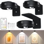 WILLED Battery Operated Picture Light, 1200mAh Rechargeable Puck Lights with Remote, Dimmable&Timer Art Display Lights for Paintings, Led Closet Light, Wireless Picture Gallery Lights for Wall/3 Pack