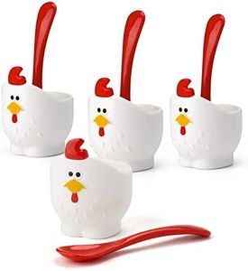 MSC International Doodle Doo Egg Cup with Spoon, White/Red