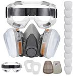 ANUNU Respirator Mask with Filters, Reusable Dust Respirator with Safety Glasses for Painting, Dust, Chemical, Woodworking, Epoxy Resin