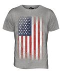 Candymix - USA Stars and Stripes Faded Flag - Mens T Shirt Top T-Shirt, Size Small, Colour Grey Marl