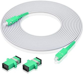 AutCreation Fiber Optic Internet Cable,Fiber Optic Patch Cable, Armored Fiber Optic Jumper Optical Patch Cord,Simplex OS1/OS2 9/125um,OD 3mm,LSZH(10M(32ft), White(SC/APC to SC/APC))