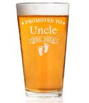 CARVELITA Promoted To Uncle Est 2024 Beer Glass - 16oz Engraved Beer Pint, Gifts For New Uncle, New Uncle's Gifts For Men, First Time Uncle Gifts, Uncle To Be Gifts First Time - For Fathers Day