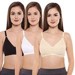 Bodycare Women's Cotton Non Padded Wire Free Sports Bra Multicolored