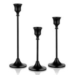 Romadedi Candlestick Holder Matte Black Candle Holder Set of 3 Decorative Candle Holder for Taper Candle for Fireplace Mantel Dinning Table Home Decorations Black 1 Set