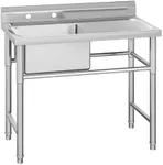 Utility Stainless Steel Sink, Commercial Kitchen Prep Sink Free Standing Single Bowl with Workbench for Restaurant Laundry Garage Bar Workshop 19.7" x 39.4" x 33.5"