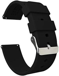 BARTON WATCH BANDS 16mm Black Soft Silicone Quick Release Straps